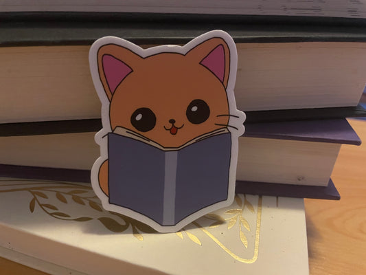 Abi reading a book sticker