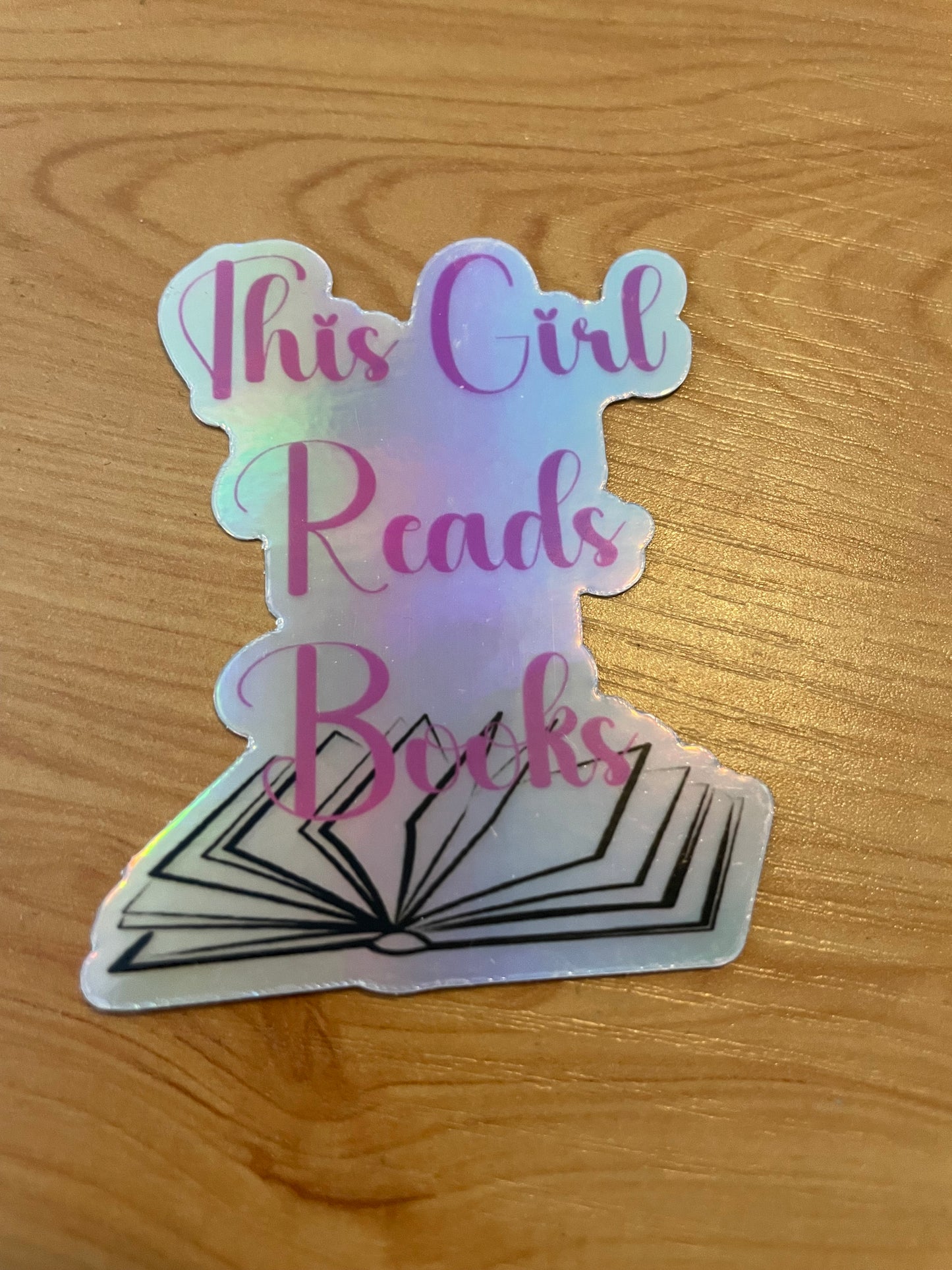 This girl reads books holographic sticker