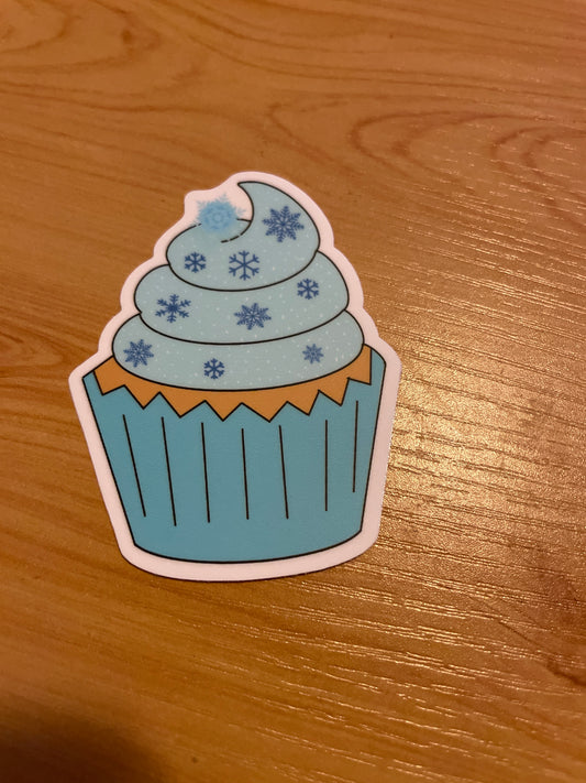 Winter snow flurry cupcake sticker